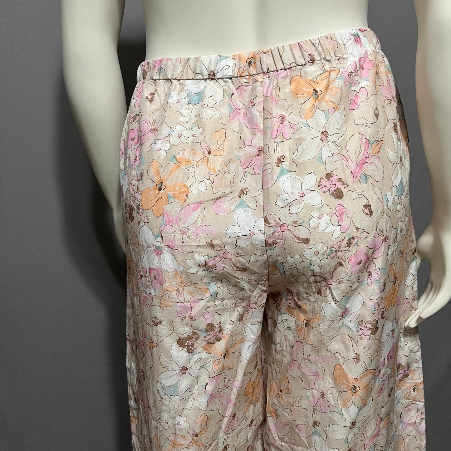 Haven Well Floral Cotton Silk Blend Pull On Pants Sz-Large