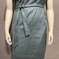 Apostrophe Green Half Button Tie Linen/Cotton Blend Waist Midi Shirt Dress Sz-12