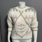 Vintage Cristina Floral Cream Grandma Crewneck Chunky Knit Sweater Sz-Large