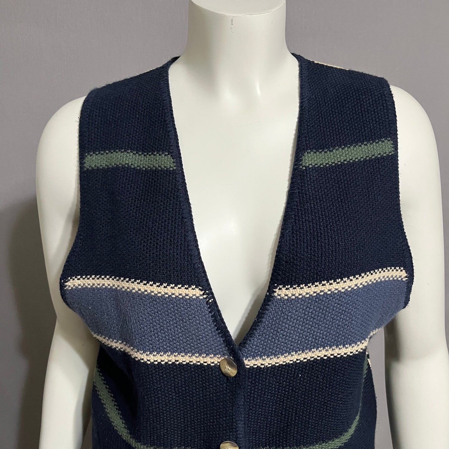 Express Tricot Women’s Cotton Ramie Striped Vest Sz-Large