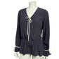 Doncaster Navy 100% Silk Career Blouse Secretary Sz-SMALL
