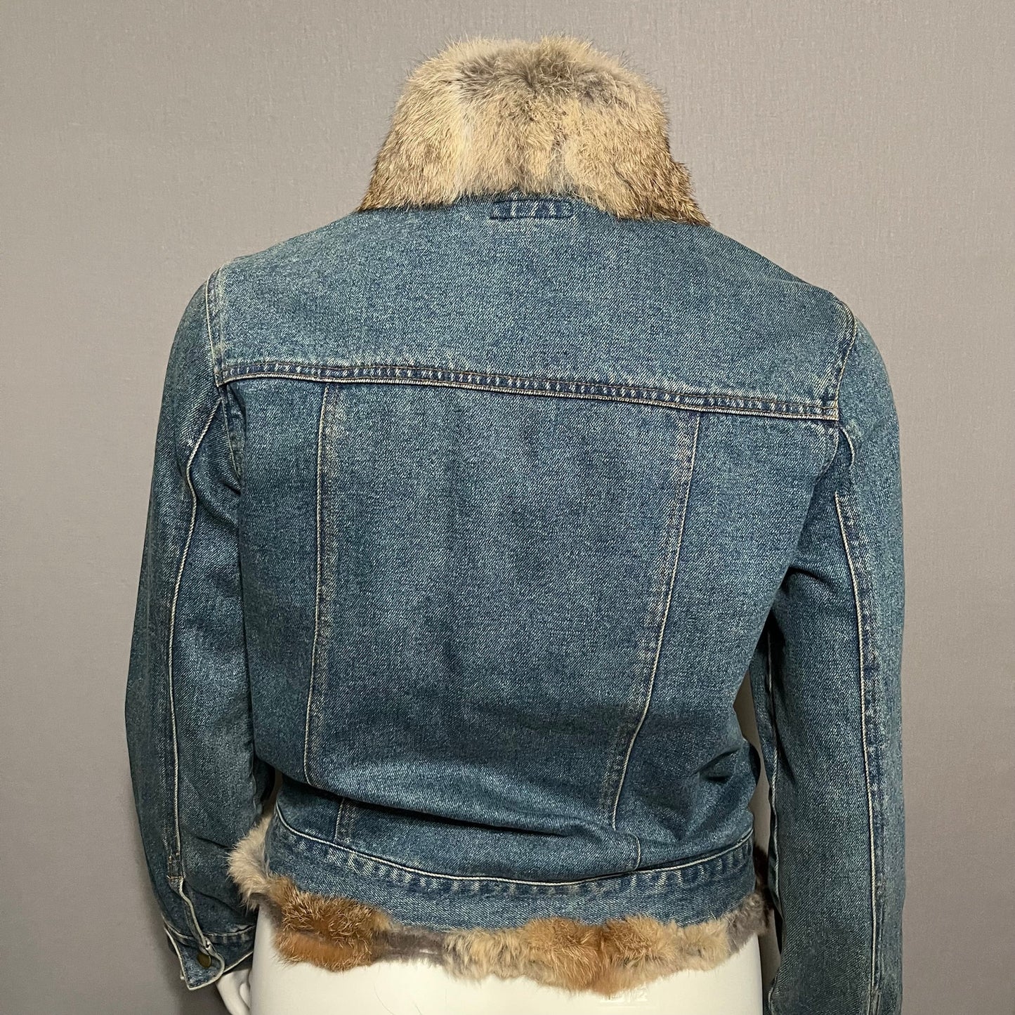 Sisters 100% Cotton Denim & Fur Collar Jacket Sz-Medium