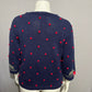 Vintage Jennifer Reed Navy Cherry Red Floral Embroidered Artsy Sweater Sz-Medium