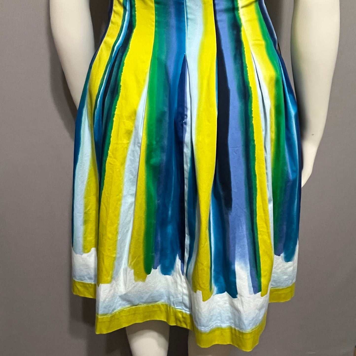 Calvin Klein Cotton Striped Fit & Flare Multicolored Dress Sz-10