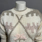 Vintage Cristina Floral Cream Grandma Crewneck Chunky Knit Sweater Sz-Large