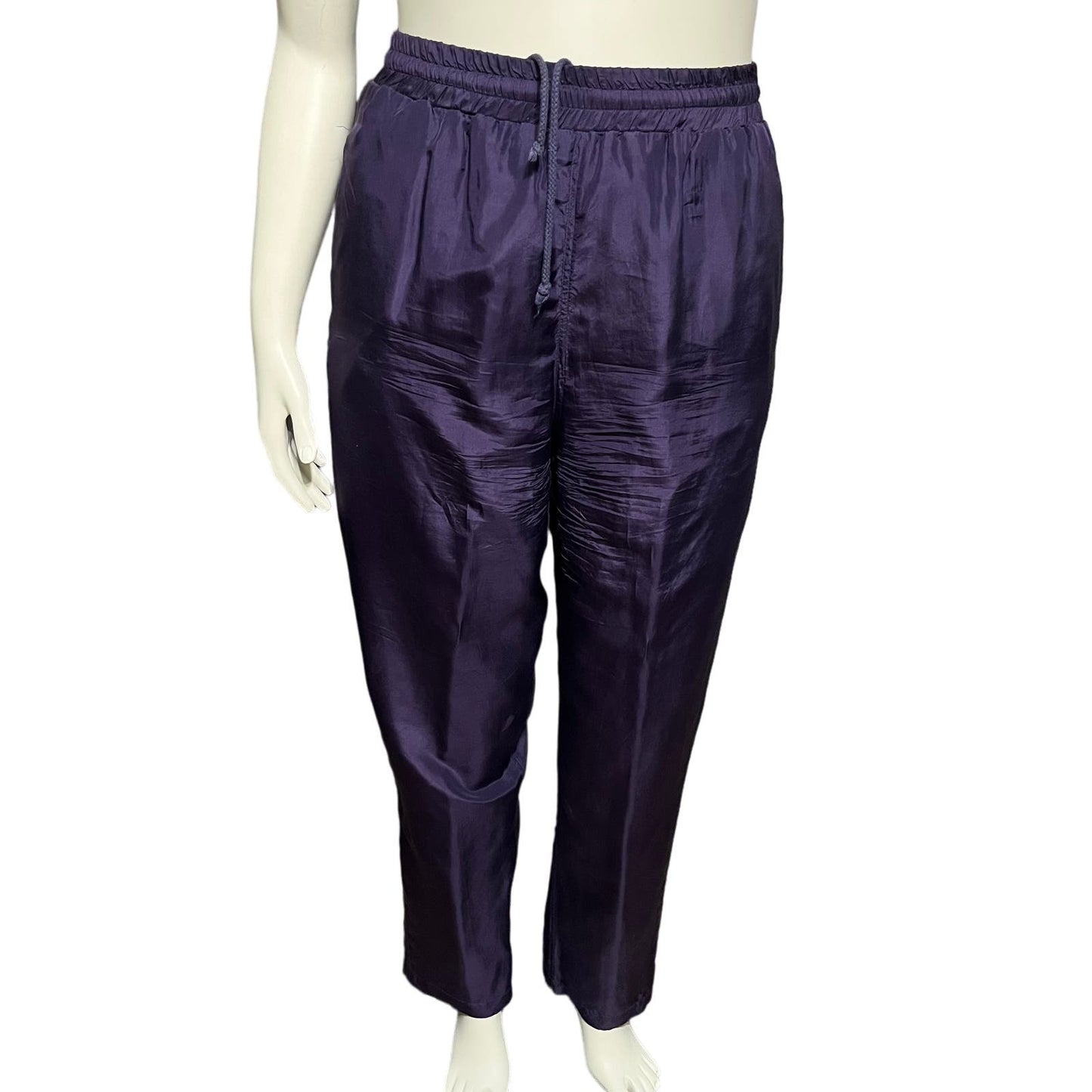 Rhoda Lynne Purple 100% Silk 2 Pc Jogger Pants Set Sz-Medium