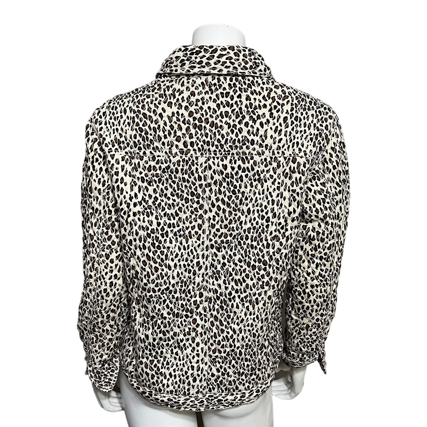 Coldwater Creek Cheetah Print Cotton Quilted Bomber Jacket Sz-Small (petite)