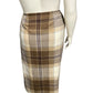 Talbots 100% Lambswool Plaid Wrap Quilted Brown Cream Skirt Sz-14W