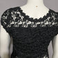 Vintage Black Floral Rosettes Knit Top Sz-Medium