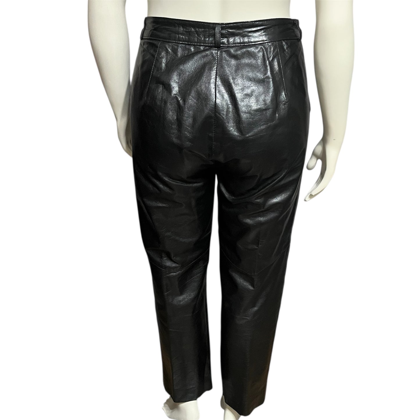 Vintage Black Leather Pleated Pants Sz-Large