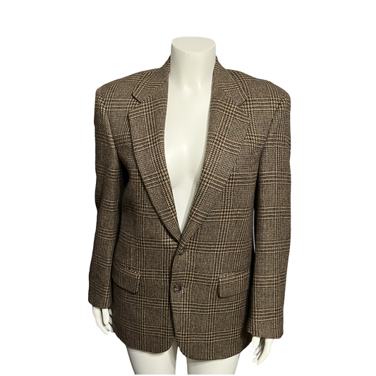 Vintage Burberry Dark Academia Wool Plaid Blazer