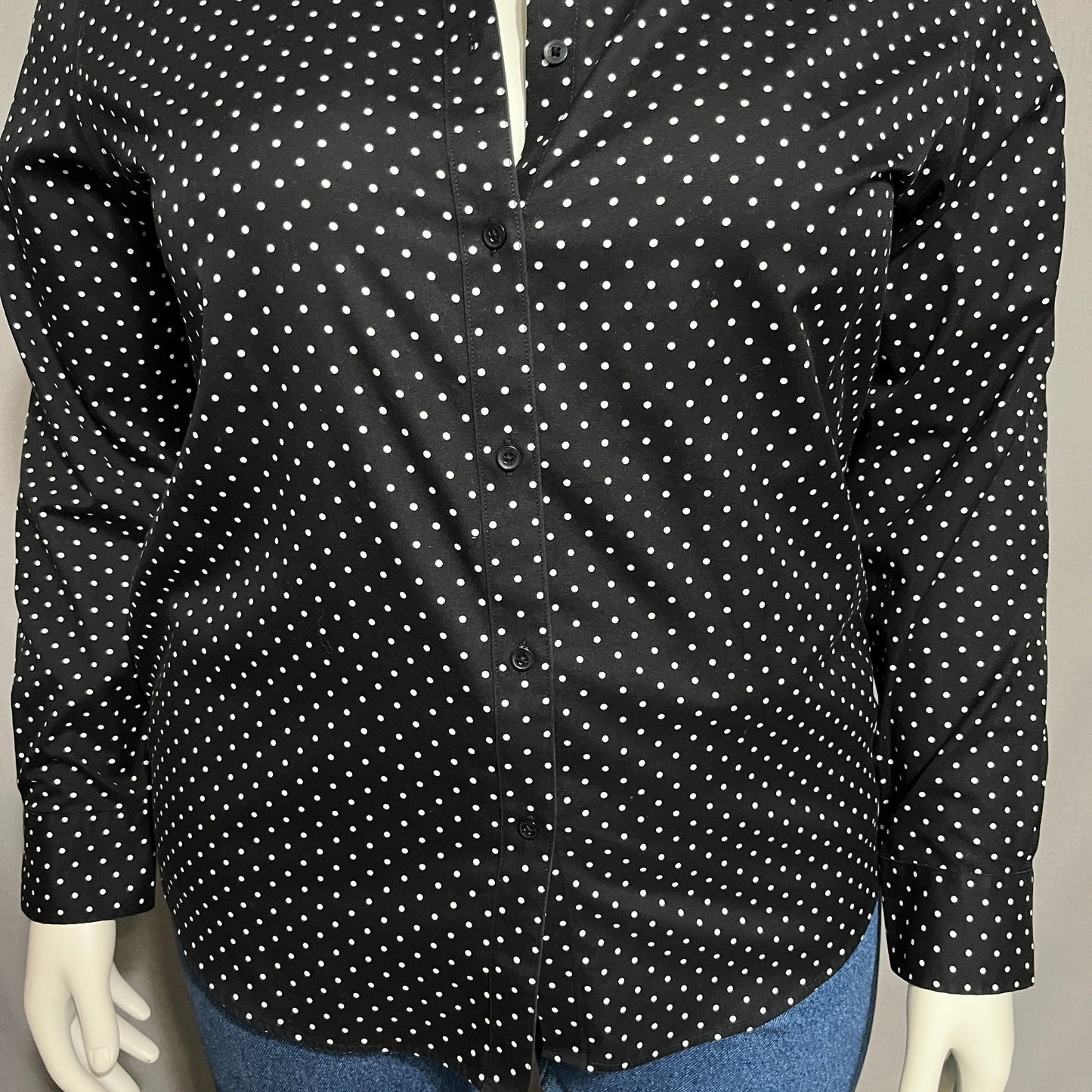Jones New York Women’s Button Front Polka Dot Shirt 100% Cotton Sz-XL