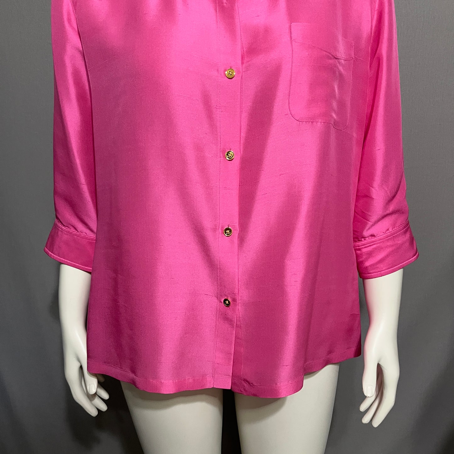 Lauren Ralph Lauren Hot Pink 100% Silk Blouse Sz-16