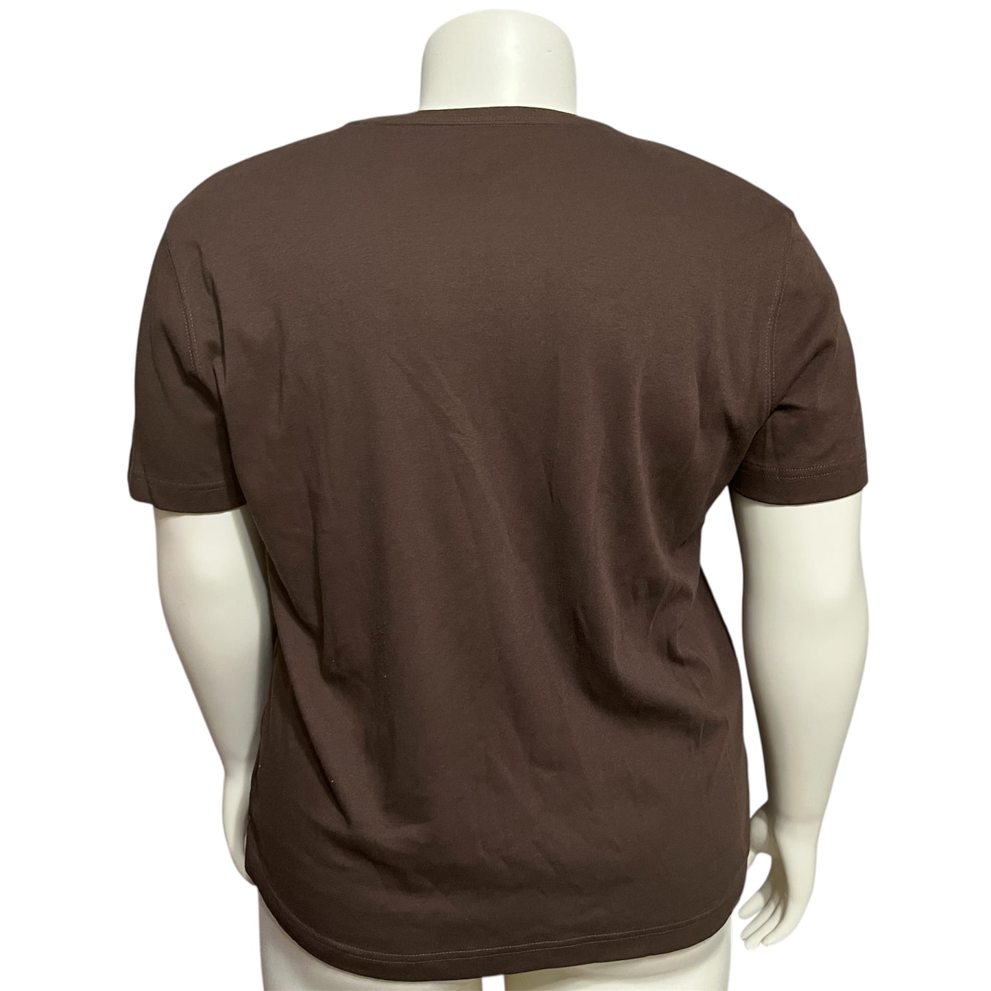 Kim Rogers Chocolate Brown 100% Cotton Tee Sz-XL