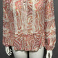 BCBG Sheer Peasant Boho Paisley Print Long Sleeve Blouse Sz-Large