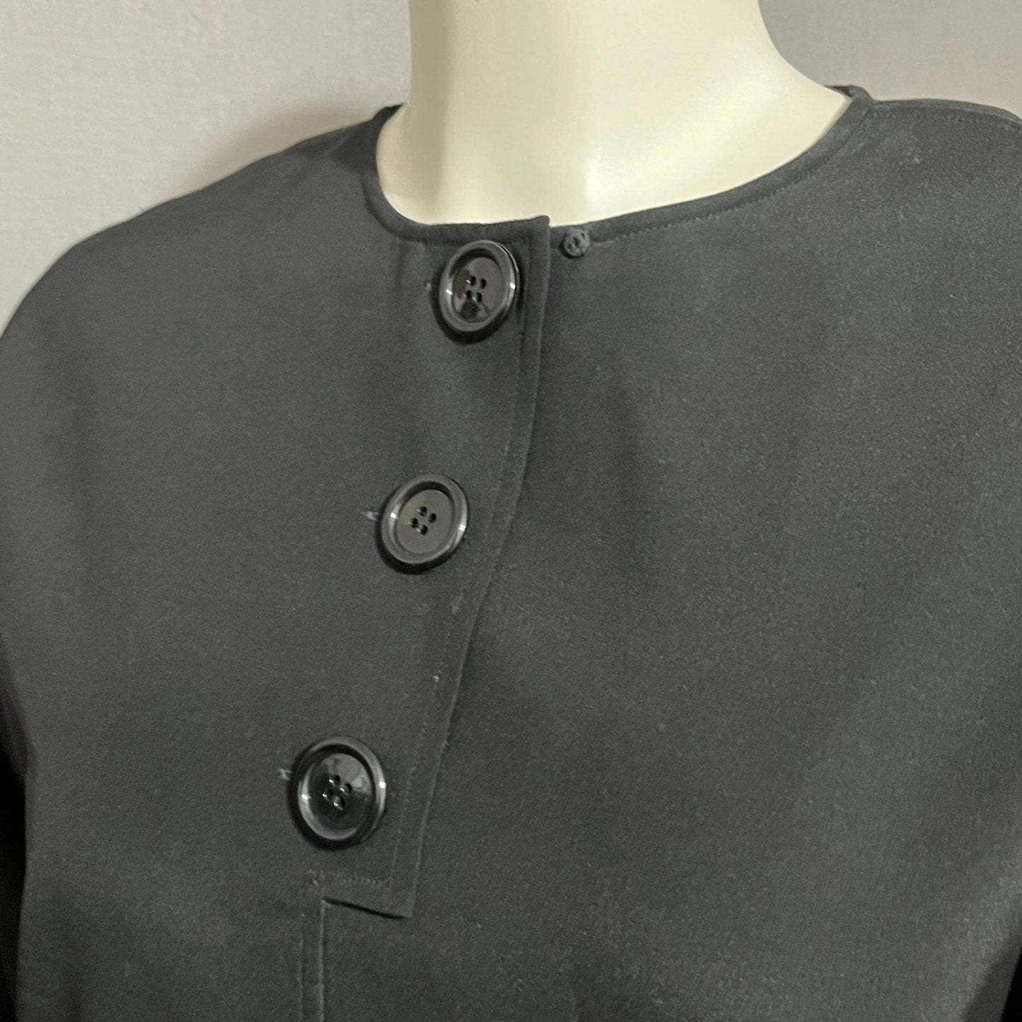 Vintage Black 100% Silk Pullover W-Pockets Shift Dress Sz-10 Medium