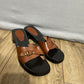 Lauren Ralph Lauren Corey Open Toe Leather Buckle Slip On Shoes Sz-7 1/2 B