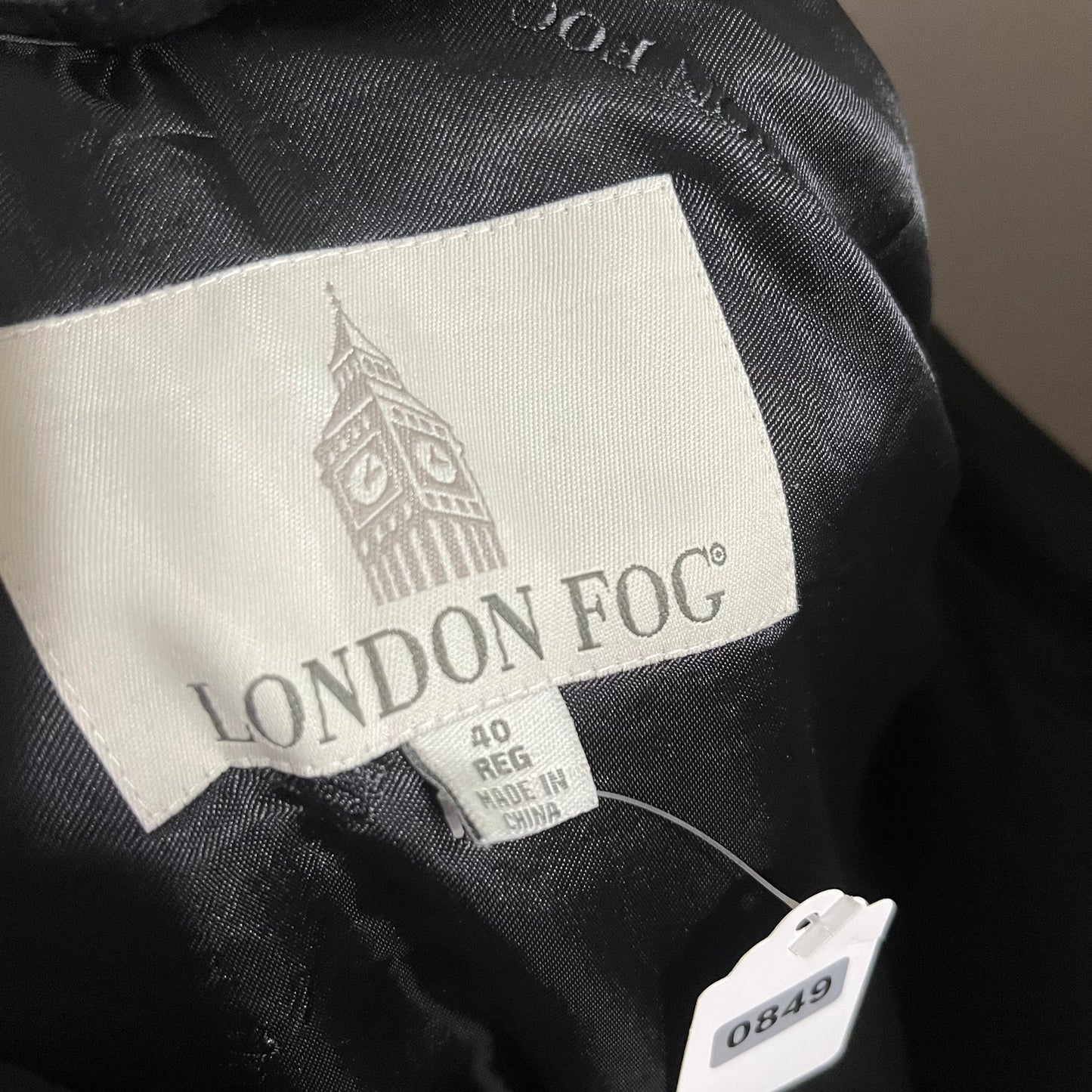 London Fog Dark Navy Double Breasted Unisex Trench Coat Sz-40 R Lg/XL