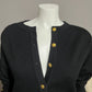 Talbots Black 100% Merino Wool Gold Button Front Cardigan Sz-Small