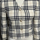 Liz Claiborne Cream and Black Plaid Blazer