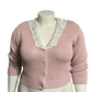 Vintage Chaus Light Pink Lace Collar Cardigan Sweater Petite