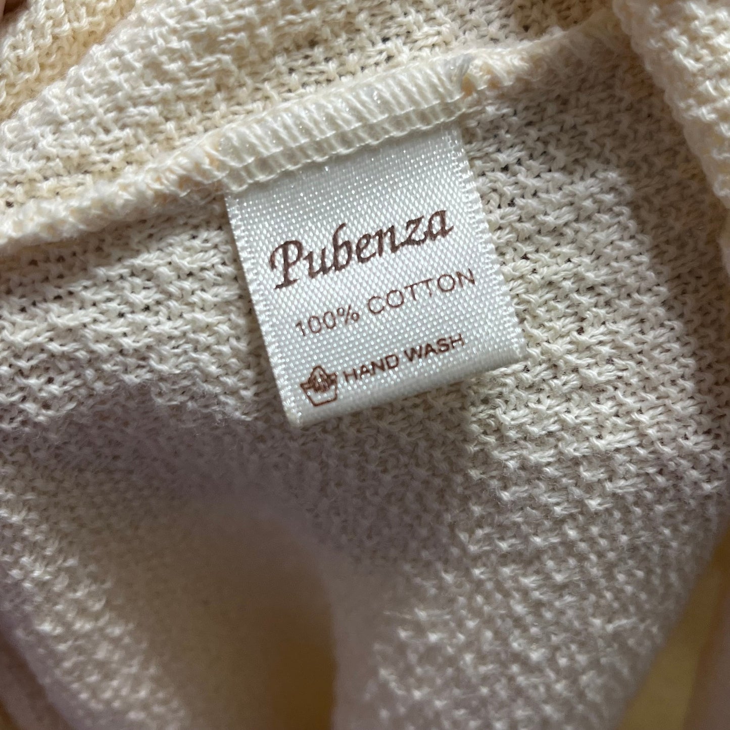 Pubenza Cream Textured Casual 100% Cotton Flared Sleeve Top Sz-Medium