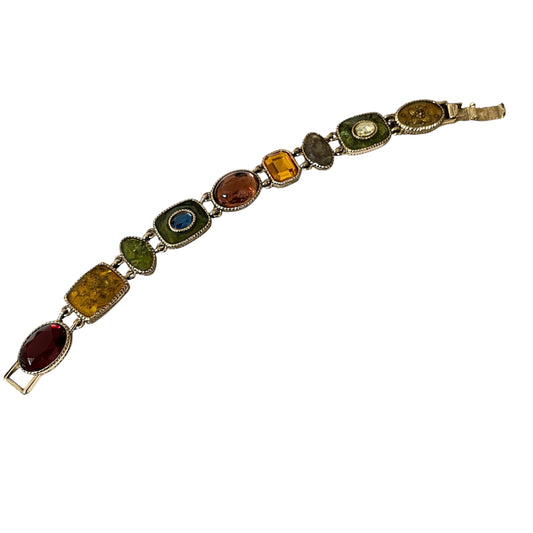 Fall Themed Autumn Multi-Stone Jeweled Bracelet