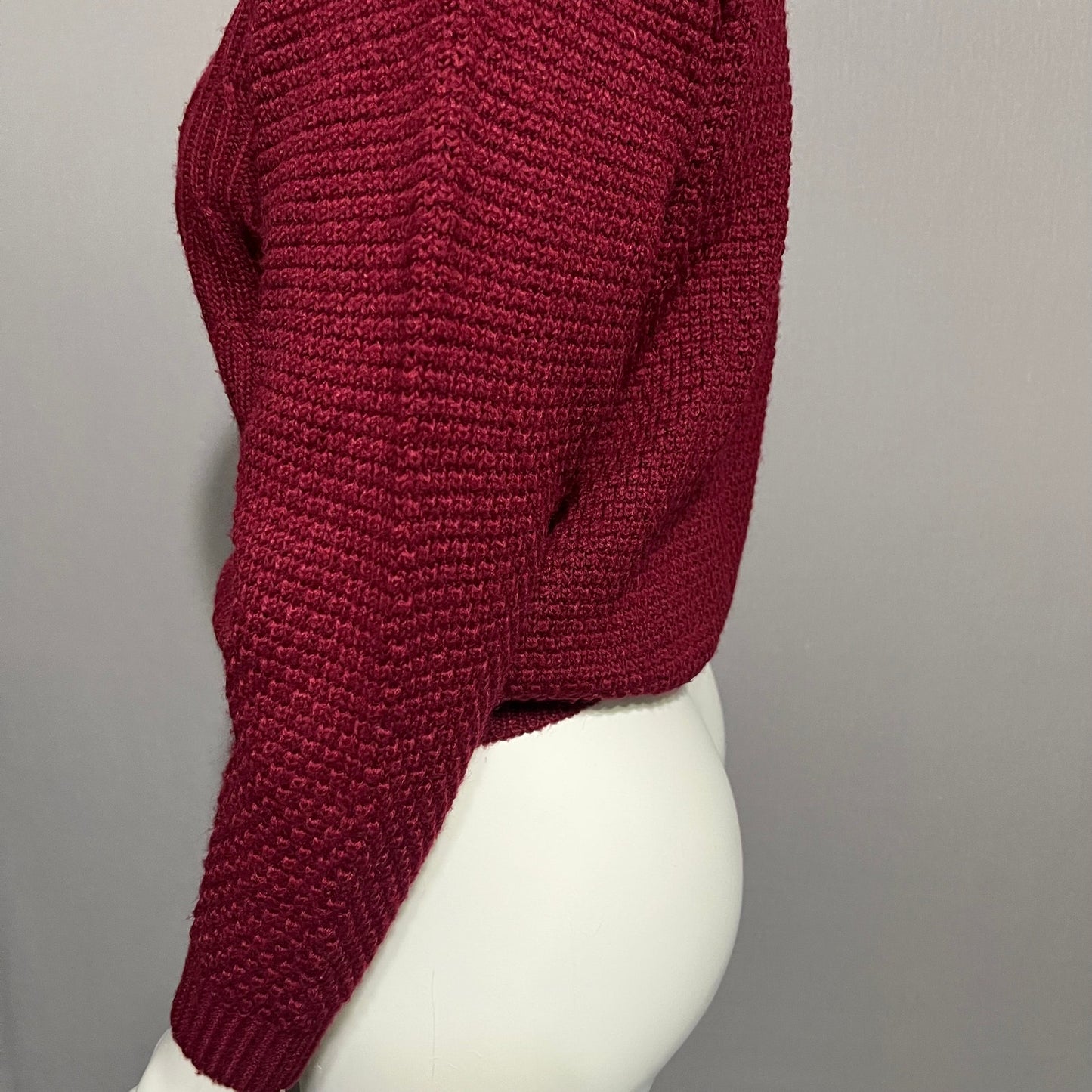 Studio Burgundy Chunky Cable Knit Turtleneck Sweater Sz-Medium