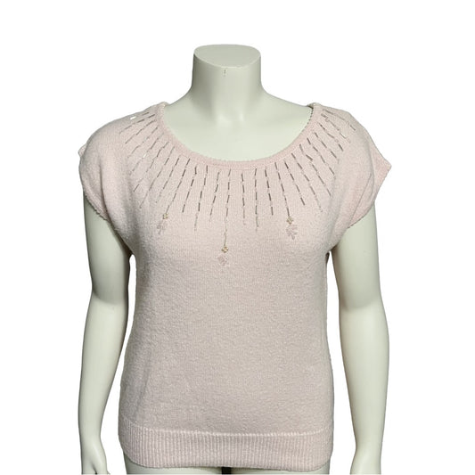 Vintage L.O.H Light Pink Beaded Embellished Sweater Sz-Medium