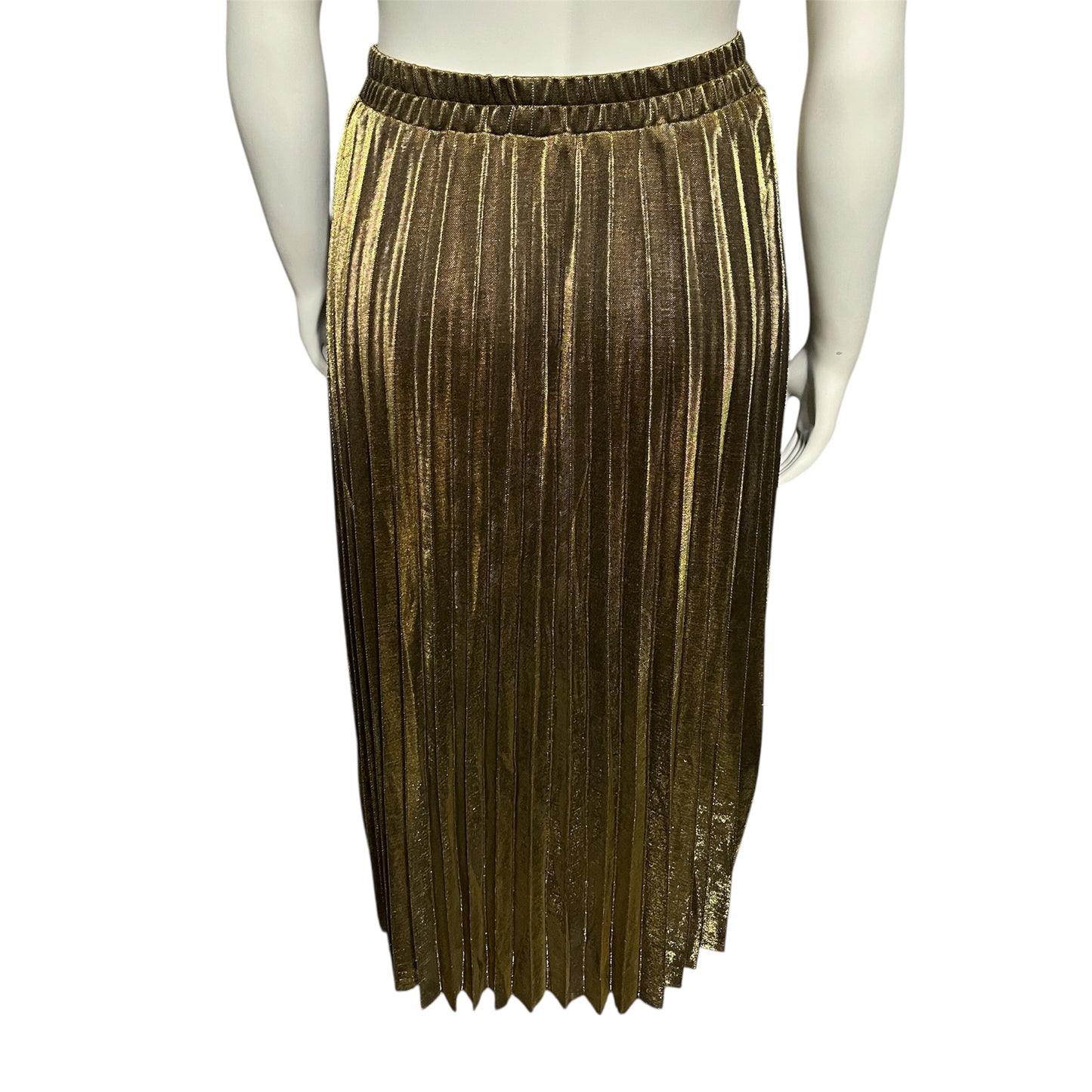 Metallic Pleated Maxi Skirt Sz-Large