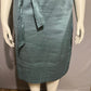 Apostrophe Green Half Button Tie Linen/Cotton Blend Waist Midi Shirt Dress Sz-12