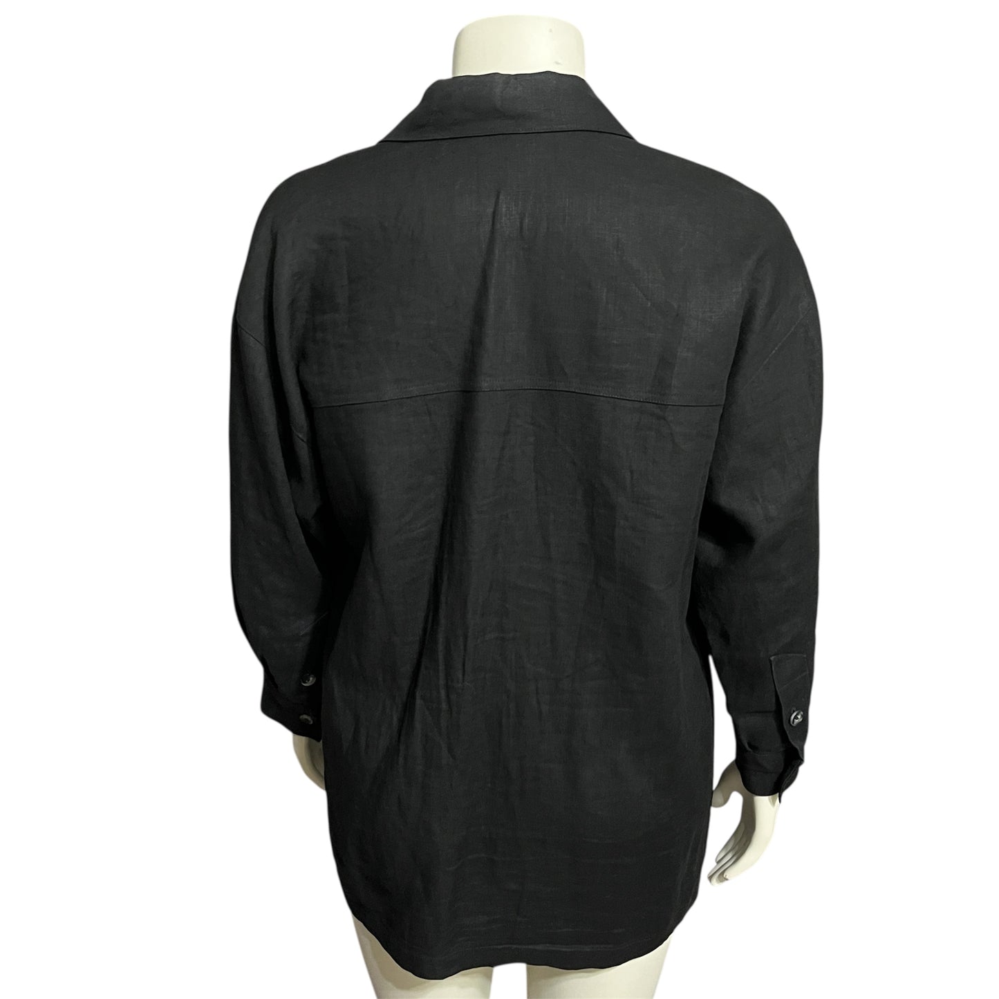 Ellen Tracy Black Linen Shirt Sz-12