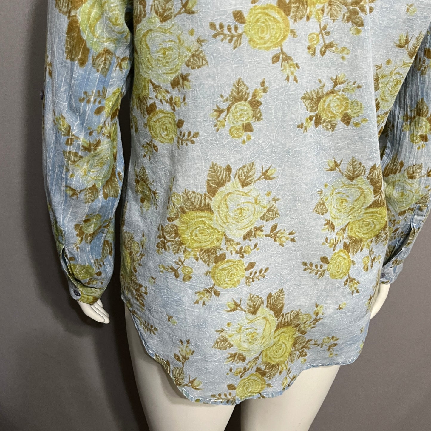 Floral Button Down Shirt in Blue and Green
