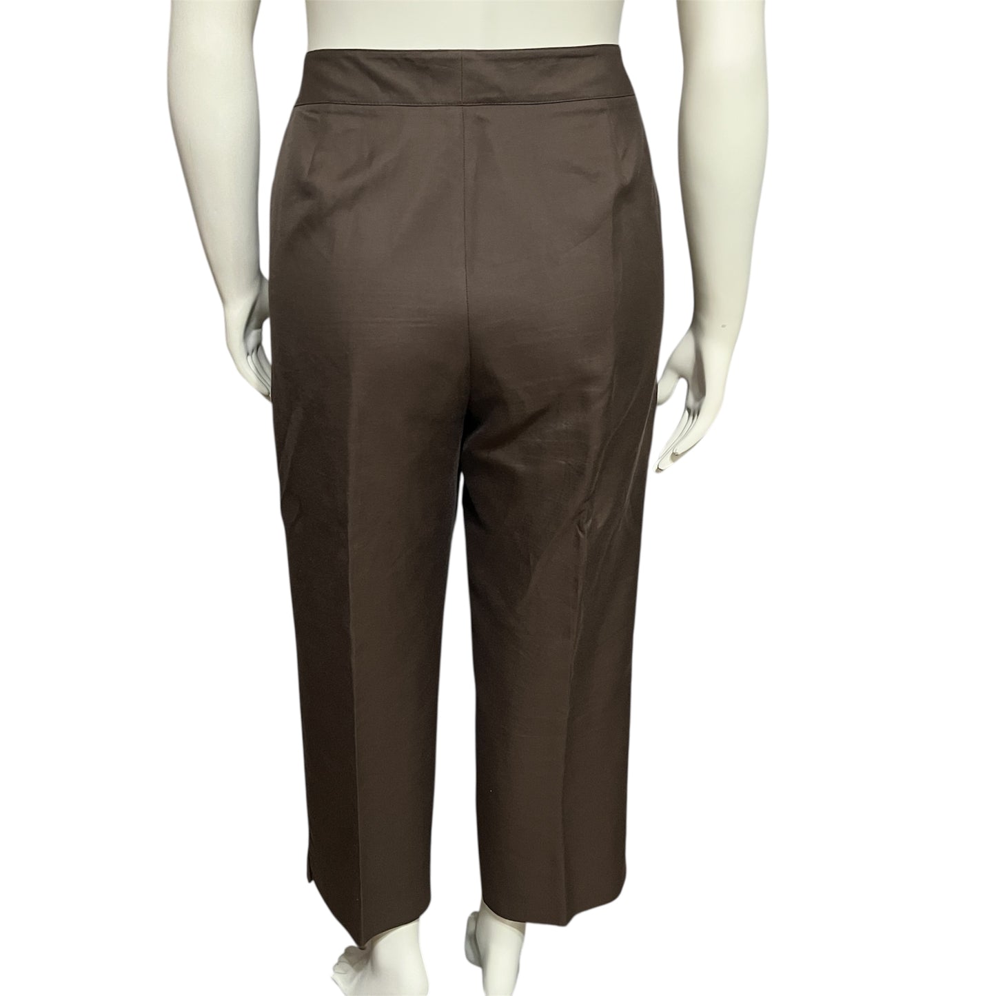 Kate Hill Chocolate Silk Cotton Trousers Career Pant Sz-16