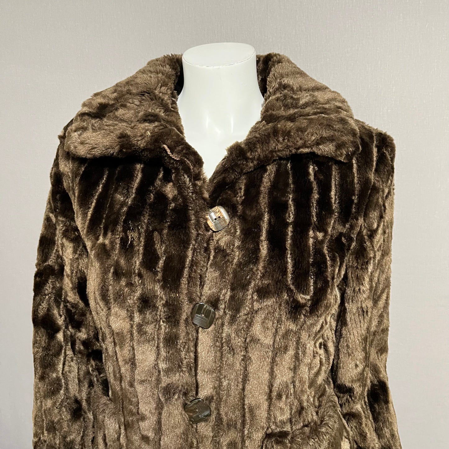 Esprit Chocolate Brown Faux Fur Jacket Sz-Small