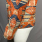 Chaps Tribal Aztec Print Orange Zip Up Hoodie Sz-XL
