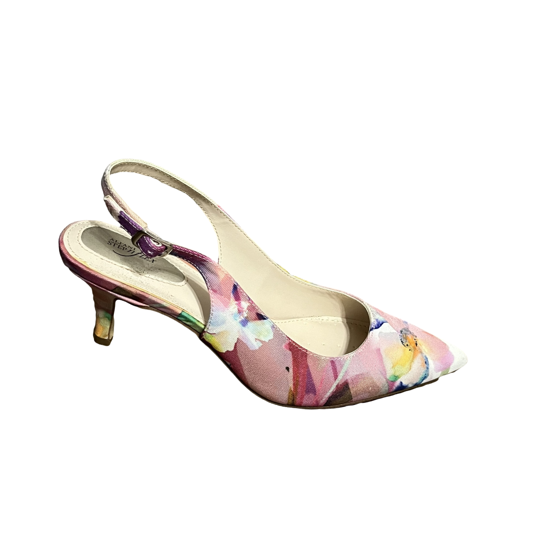 Alfani Pink Floral Sling Back Kitten Heels Sz-8M