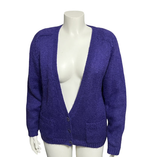 Vintage Penbrooke Lane Deep Purple Mohair Button Cardigan Sz-Medium