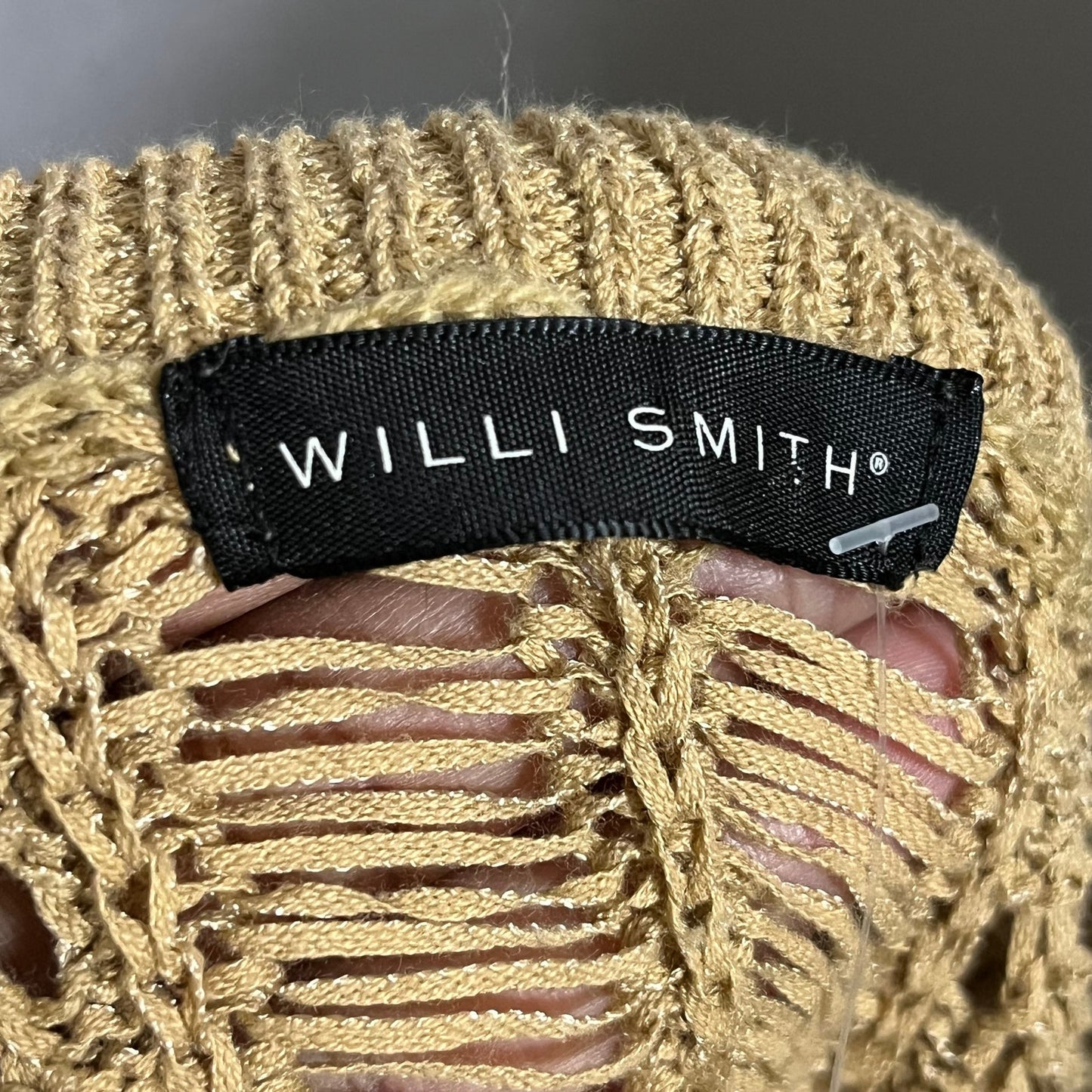 Willi Smith Brown Open Knit Ramie Cotton Short Sleeve Sweater Sz-Medium