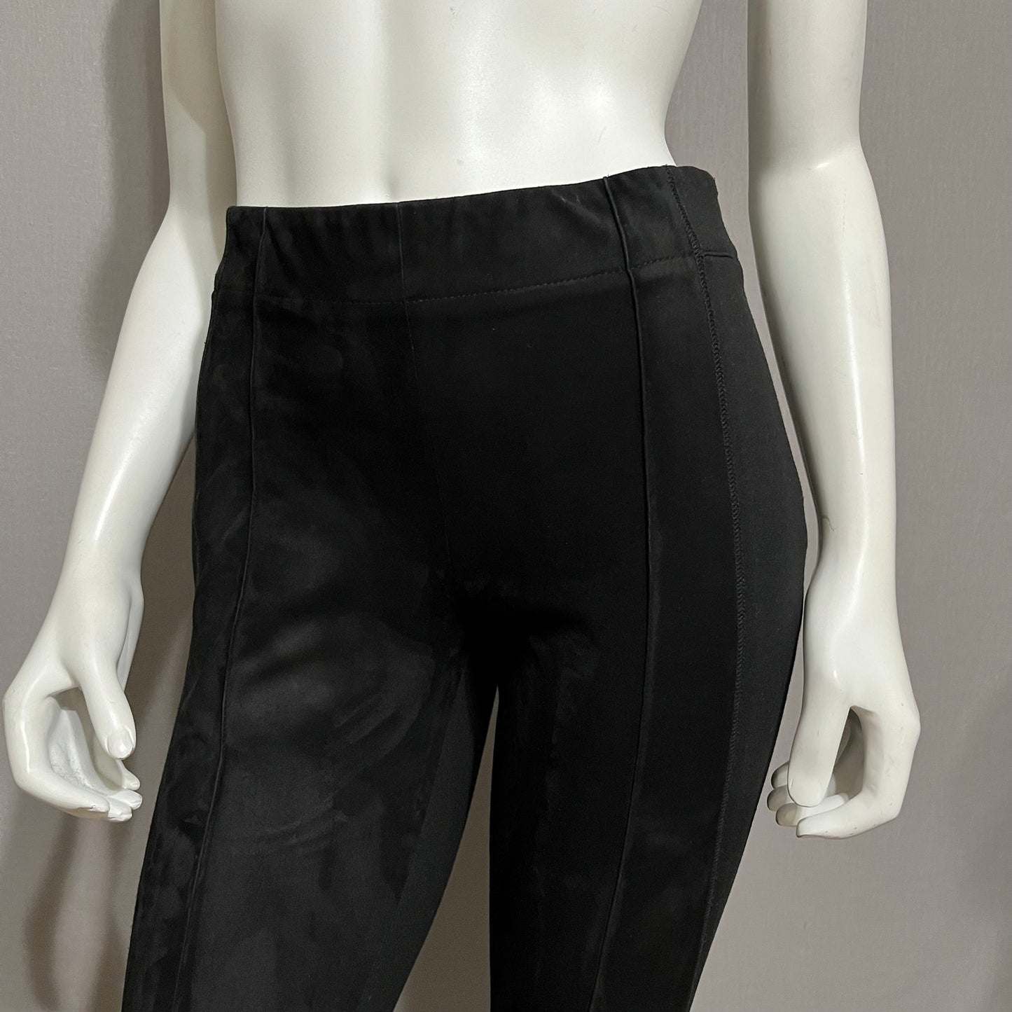 Lafayette 148 Black Knit With 100% Leather Combo Leggings Sz-2