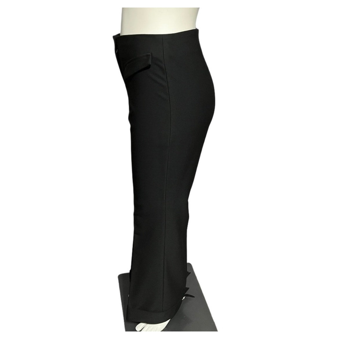 Solange Black Flare Leg Trouser Rhinestone Button Pants Sz-12
