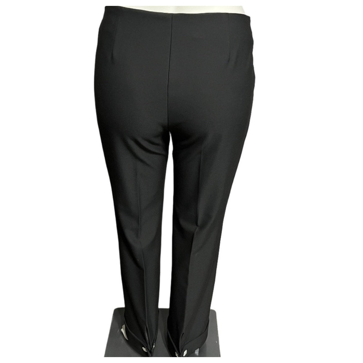 Solange Black Flare Leg Trouser Rhinestone Button Pants Sz-12