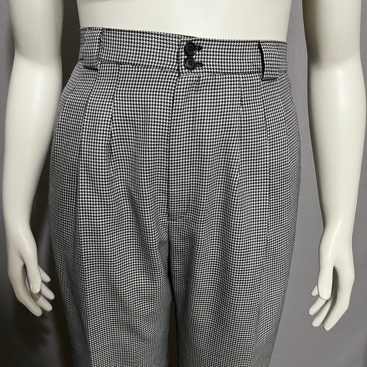 Bridgetown Collection Houndstooth 100% Wool High Waisted Trousers Pant Sz-14