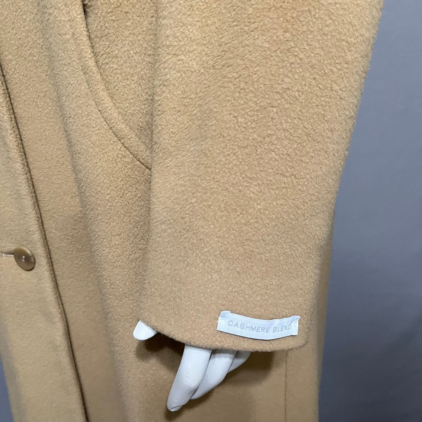 Liz Claiborne Camel Wool Cashmere Blend With Hood Longline Winter Coat Sz-12