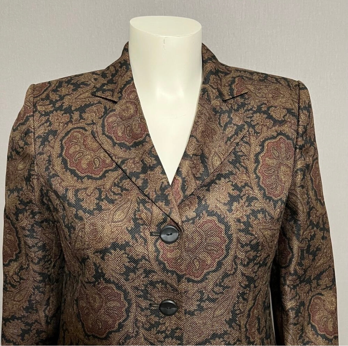 Collections For Le Suit Brown Paisley 3 Button Blazer Sz-12