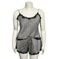 Lauren Ralph Lauren Houndstooth Lace Satin 2 Pc Short Pajama Set Sz-Large