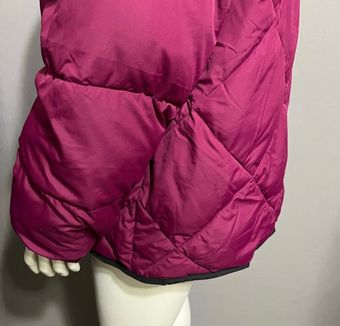 Lands End Pink Puffer Zip Up Bomber Quilted Jacket Sz-XL (18)