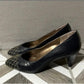 Bruno Magli Gold Diamond Print Black Leather Kitten Heels Sz-6 1/2