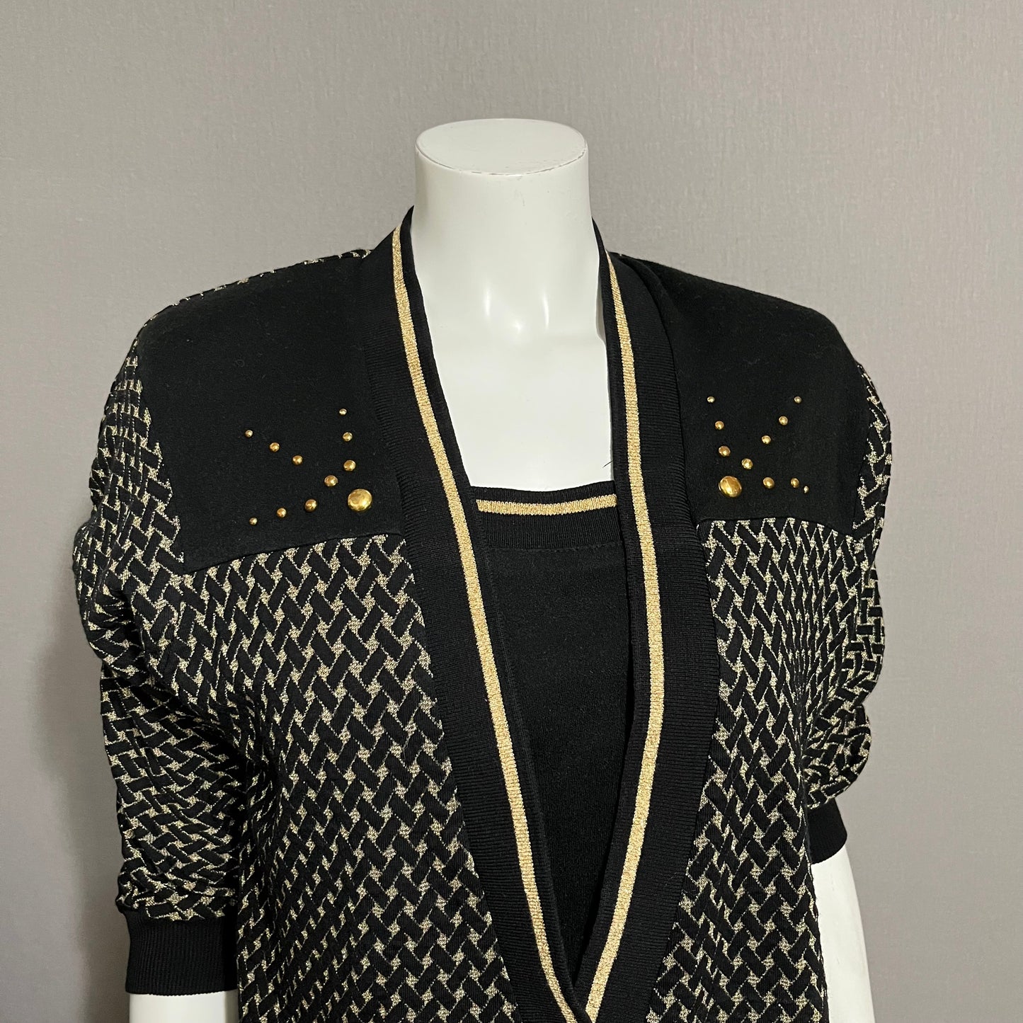 Vintage Graff Black Gold Sparkly Pullover Sweater Sz-Small