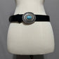 Black Faux Leather Western Silver Buckle With Turqouise Stone Belt Sz-Large